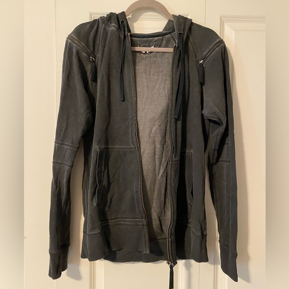 Helmut Lang men’s zip up hoodie with zipper details on the shoulders sz XS
